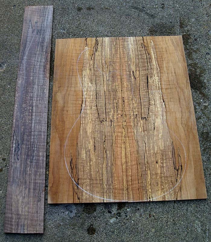 Spalted Curly Rock Maple and Fingerboard set 1